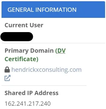 BlueHost Advanced Setting - Shared IP Address