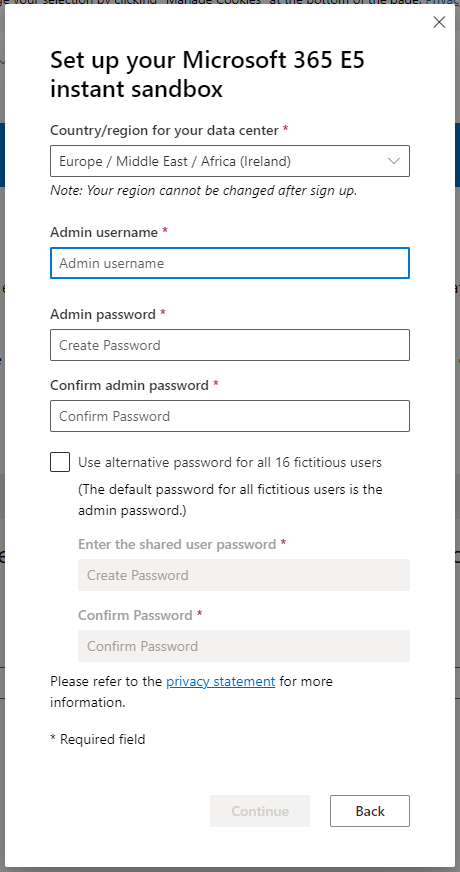 Set up you Microsoft 365 E5 instant sandbox